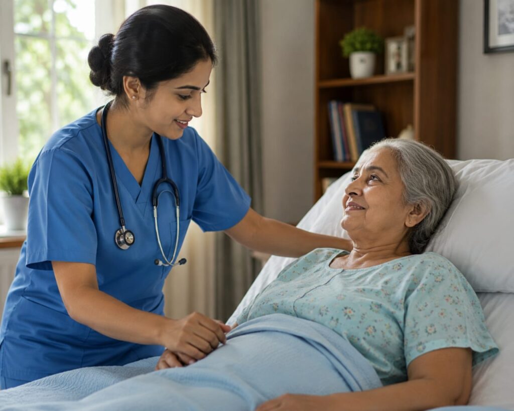 nurse caring for patient